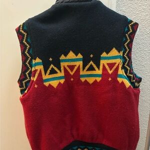 Vintage 80s Reversible Southwestern Aztec Knit Puffer Vest